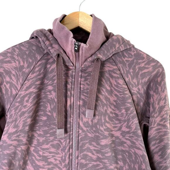 Athleta Triumph Printed Hoodie in Smoked Almond Brown Lynx Purple Print, Small - Picture 4 of 11